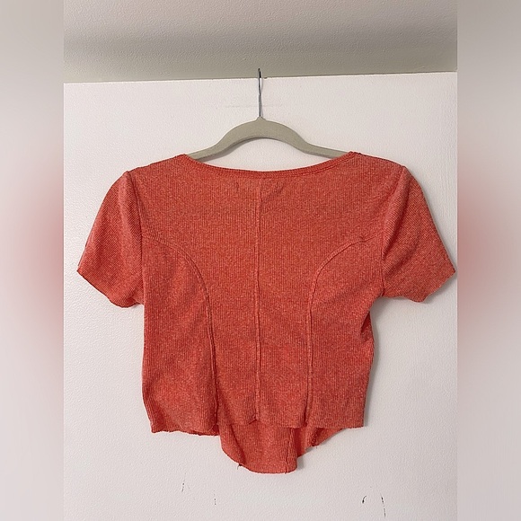 Urban Outfitters Coral pink Scoop Neck Crop Top - Picture 2 of 4